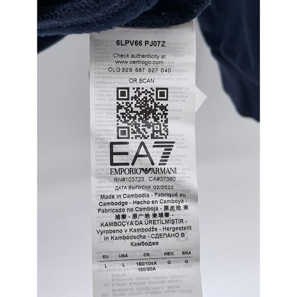 EA7 EMPORIO ARMANI Men's Navy Blue Zip-Up Hooded Sweater SZ L - Picture 8 of 11